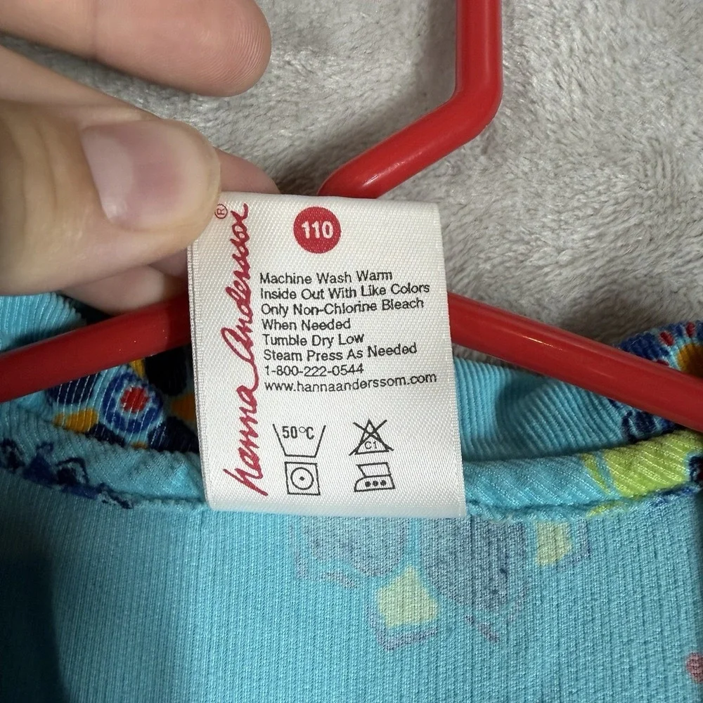Hanna Andersson Corduroy Dress Size 5 110 Bright Blue Floral Whimsy Twee Kidcore